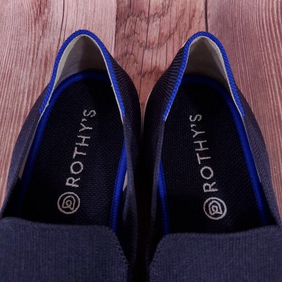 Rothys Womens Size 11 The Original Slip On Sneakers Navy Blue Knit Shoes - Picture 7 of 15